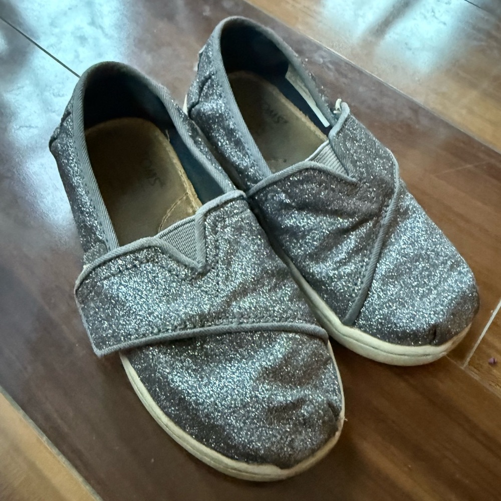 Sparkly Gray Kids Toms Shoes